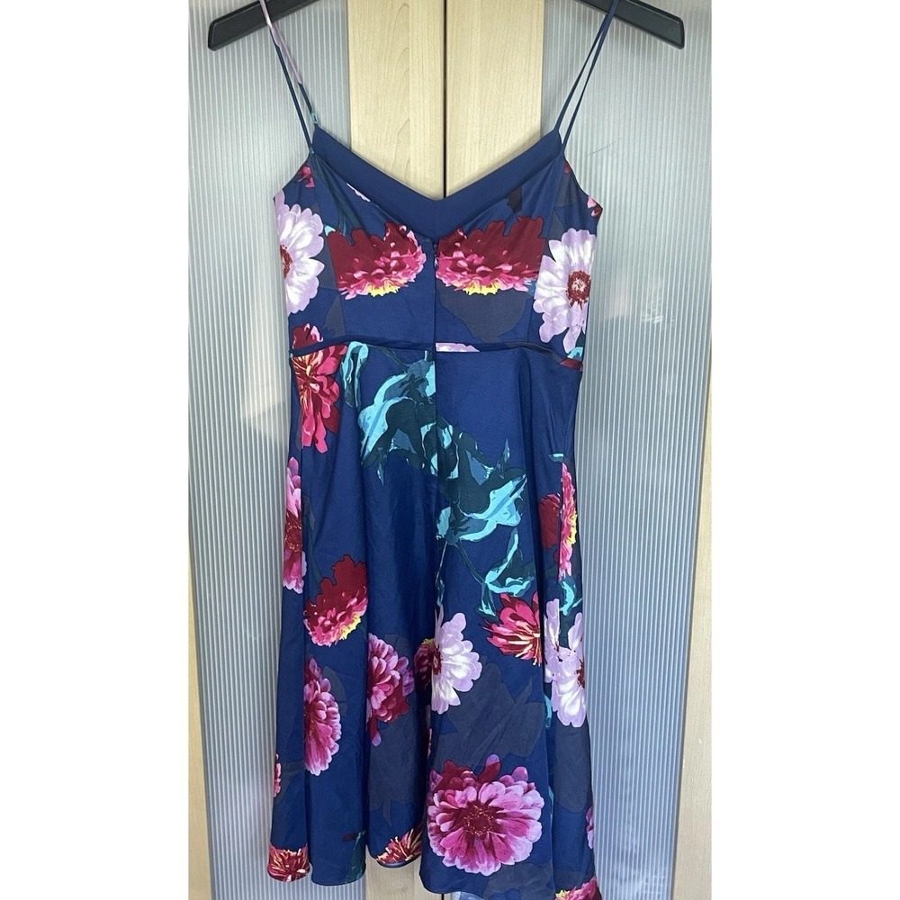 Banana Republic Women's Sz 2 Blue Red Tropical Floral Dress Party Resort Career - Picture 4 of 6